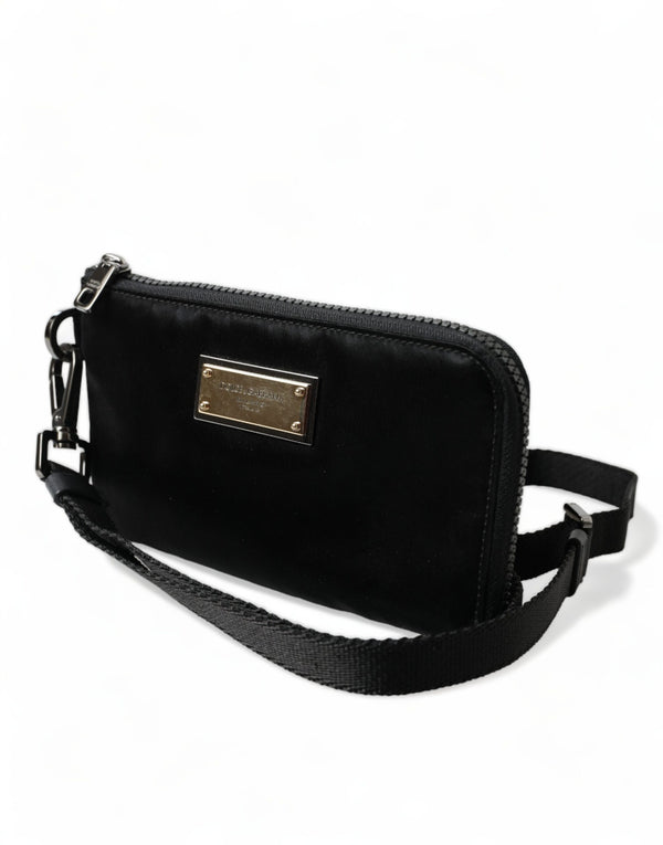 Elegant Black Nylon & Leather Pouch Dolce & Gabbana