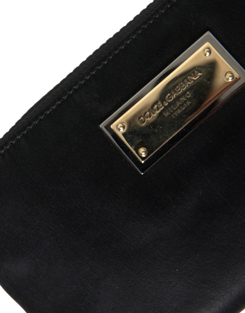 Elegant Black Nylon & Leather Pouch Dolce & Gabbana