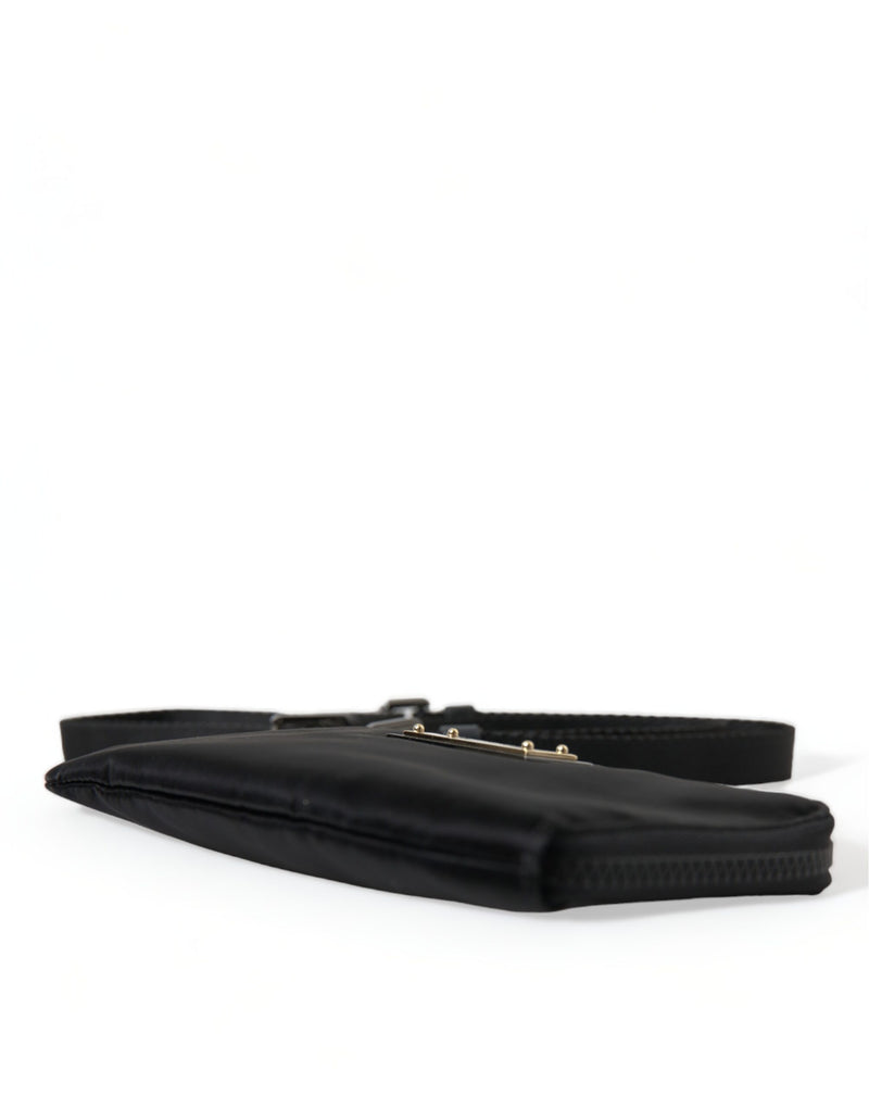 Elegant Black Nylon & Leather Pouch Dolce & Gabbana