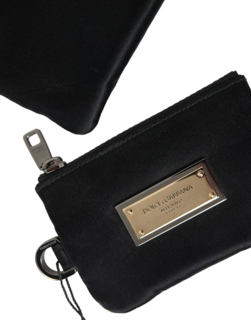 Elegant Black Nylon & Leather Pouch Dolce & Gabbana