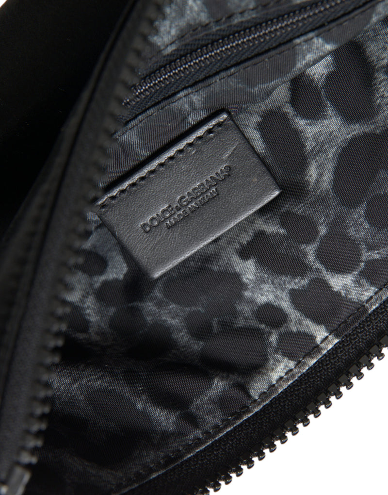 Elegant Black Nylon & Leather Pouch Dolce & Gabbana