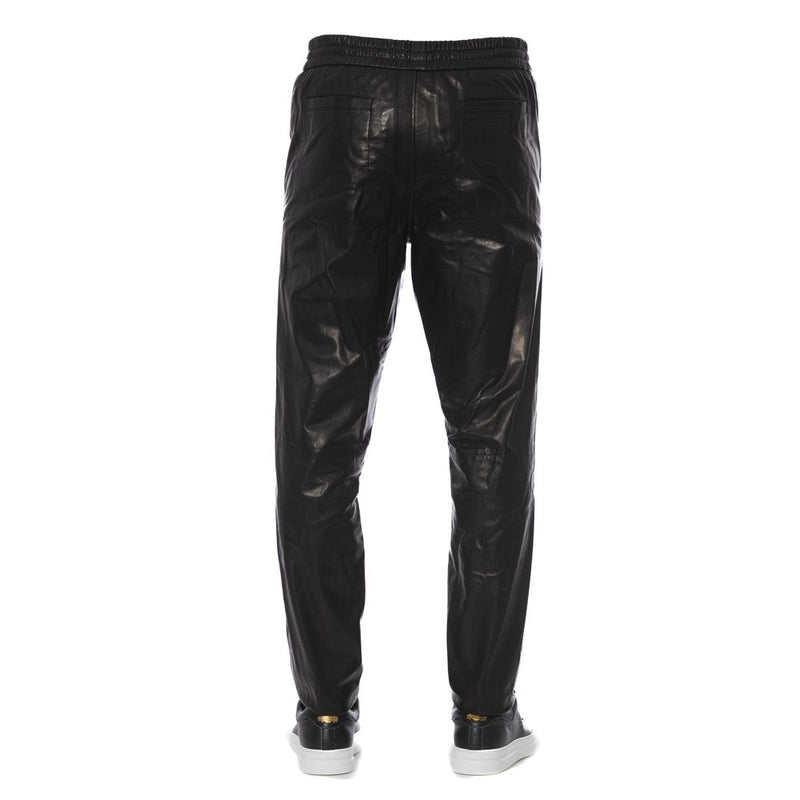 Sleek Black Leather Trousers for Men Trussardi