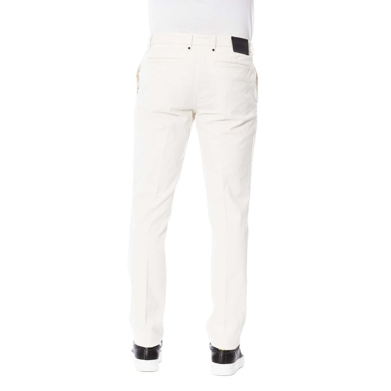 White Cotton Men Trouser Trussardi