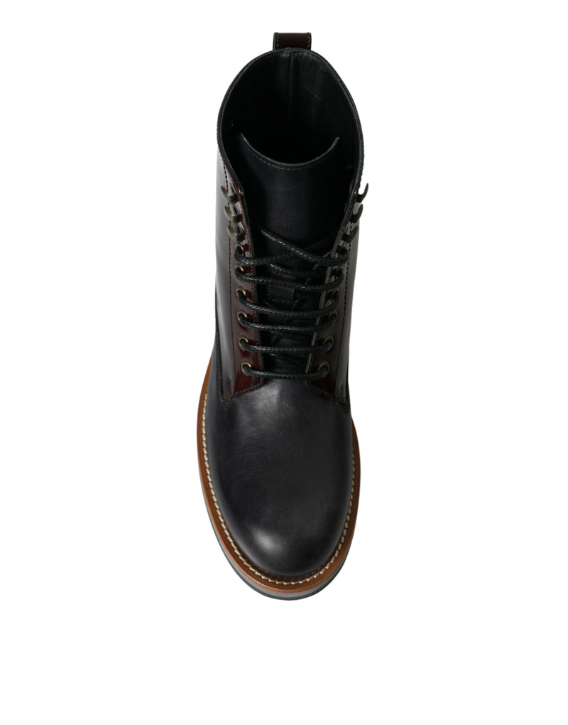 Elegant Bi-Color Leather Boots Dolce & Gabbana