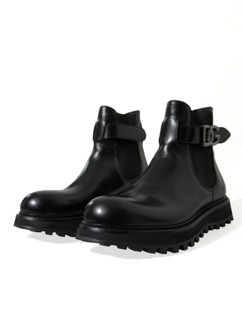 Elegant Black Calf Leather Chelsea Boots Dolce & Gabbana