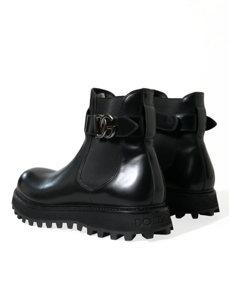 Elegant Black Calf Leather Chelsea Boots Dolce & Gabbana