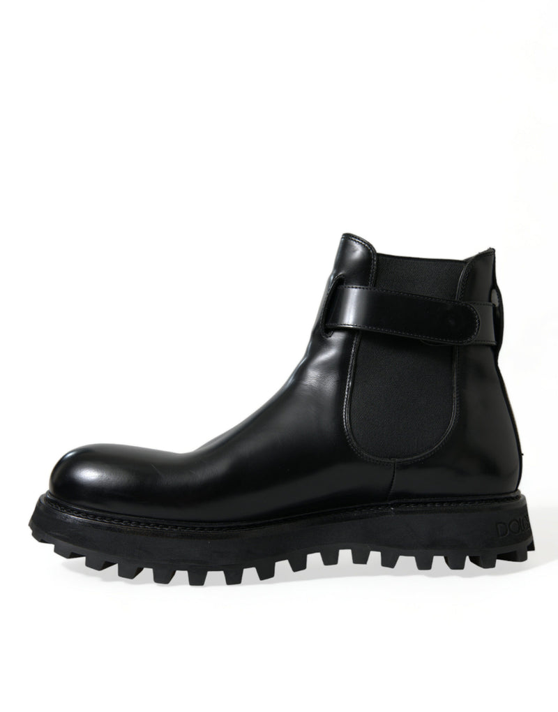 Elegant Black Calf Leather Chelsea Boots Dolce & Gabbana