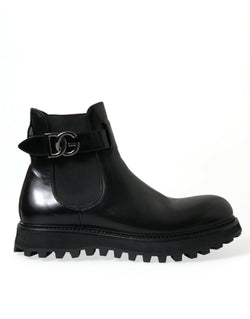 Elegant Black Calf Leather Chelsea Boots Dolce & Gabbana