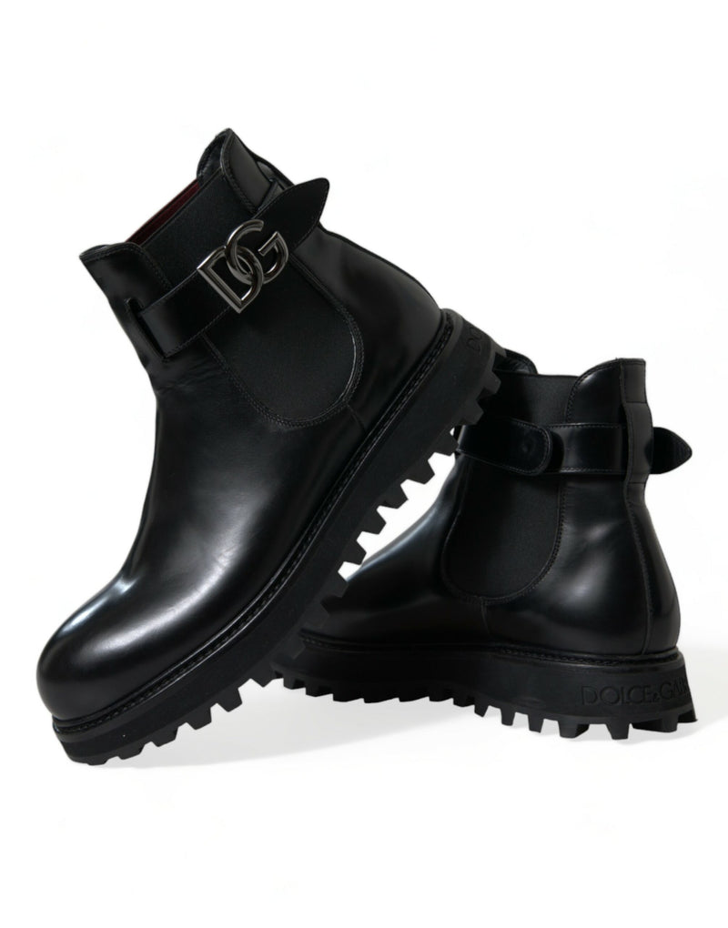 Elegant Black Calf Leather Chelsea Boots Dolce & Gabbana