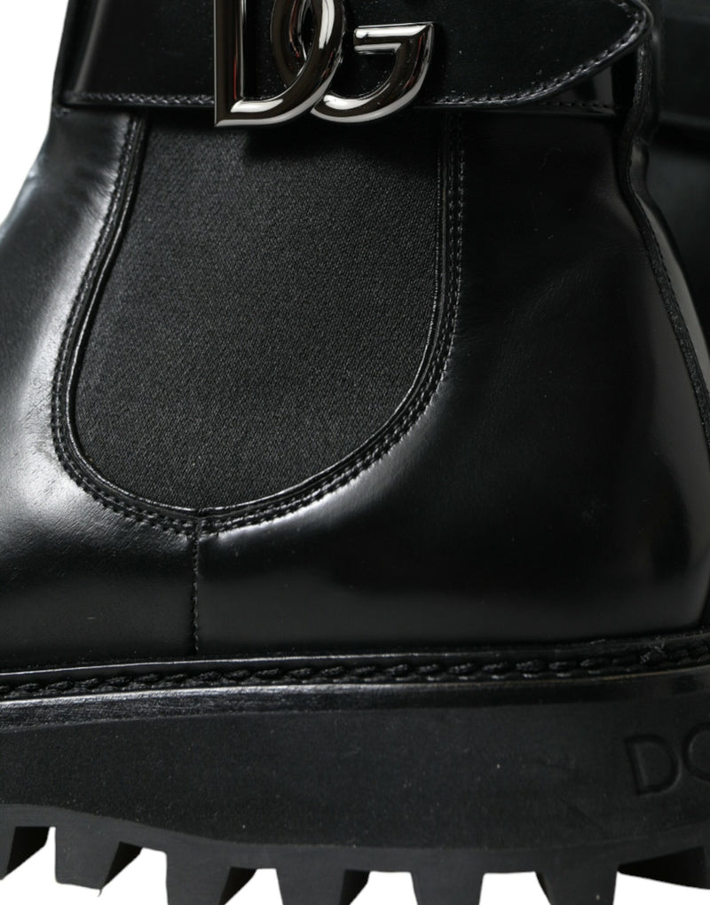 Elegant Black Calf Leather Chelsea Boots Dolce & Gabbana