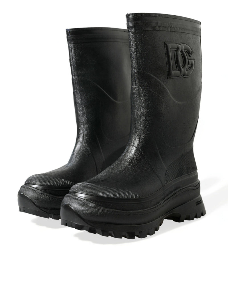 Sleek Metallic Rubber Rain Boots with DG Logo Dolce & Gabbana