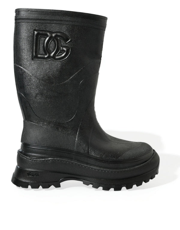 Sleek Metallic Rubber Rain Boots with DG Logo Dolce & Gabbana