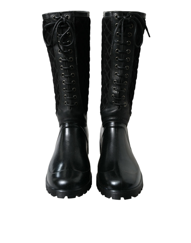 Elegant Quilted Lace-Up Rain Boots Dolce & Gabbana