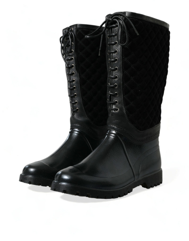 Elegant Quilted Lace-Up Rain Boots Dolce & Gabbana