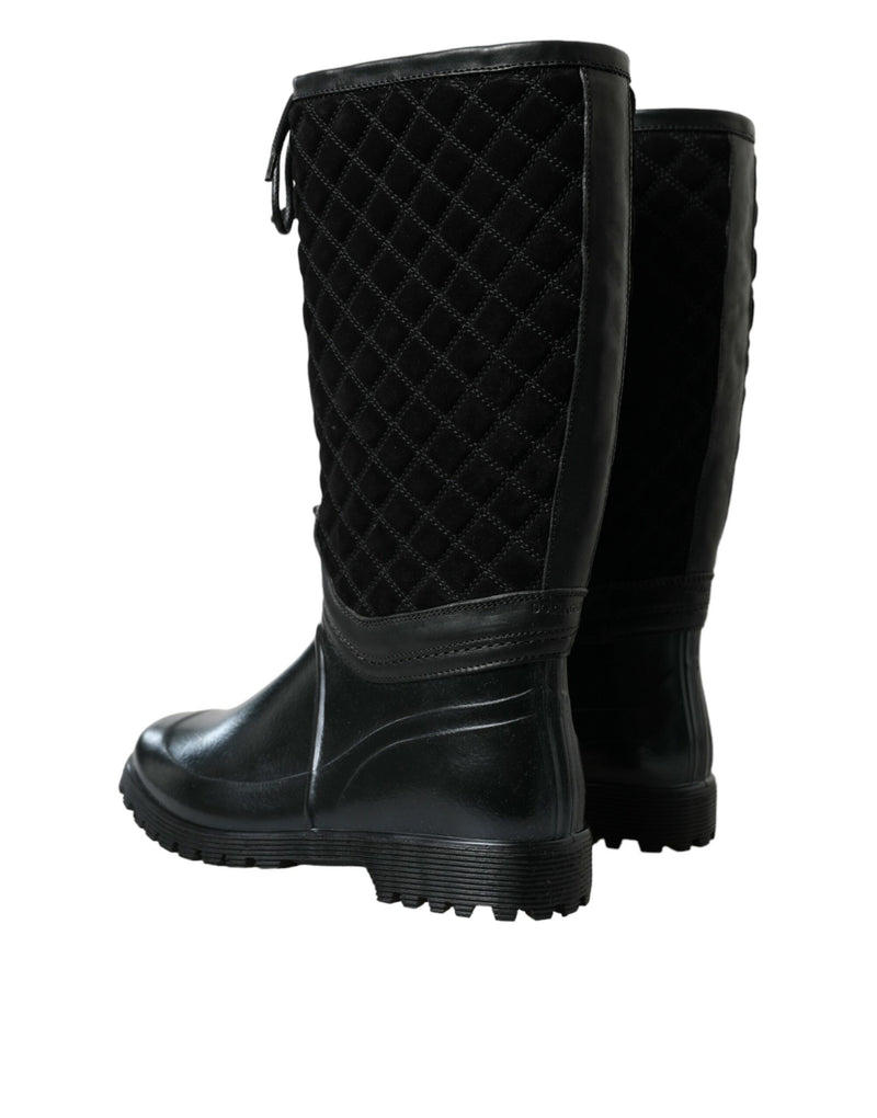 Elegant Quilted Lace-Up Rain Boots Dolce & Gabbana