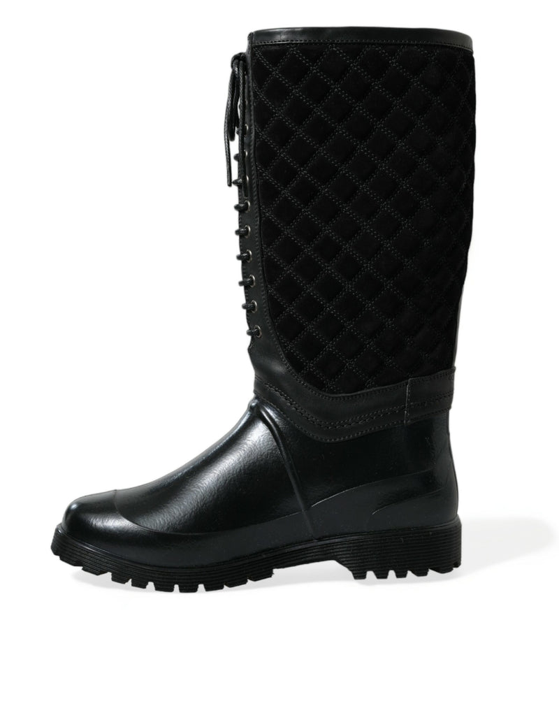 Elegant Quilted Lace-Up Rain Boots Dolce & Gabbana