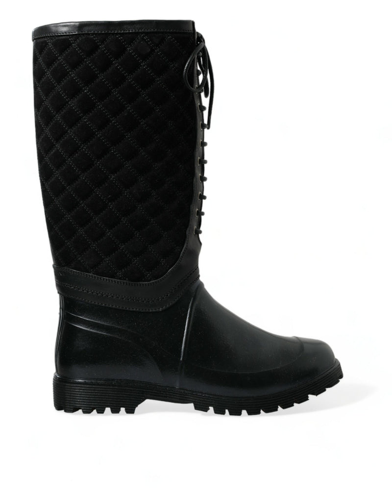 Elegant Quilted Lace-Up Rain Boots Dolce & Gabbana