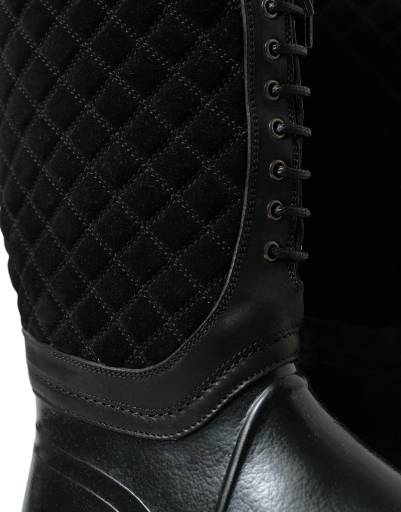 Elegant Quilted Lace-Up Rain Boots Dolce & Gabbana