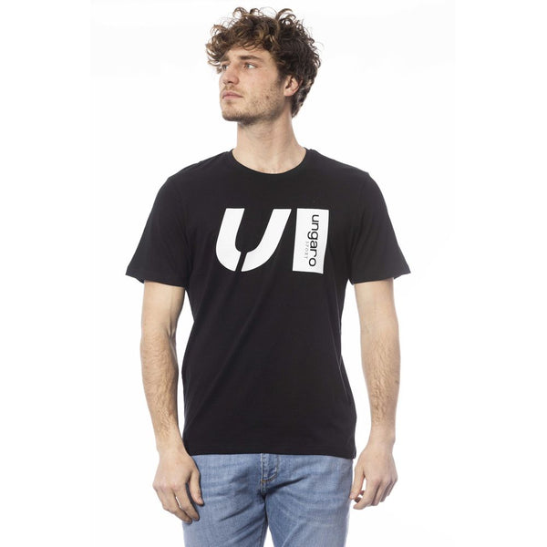 Black Cotton Men T-Shirt Ungaro Sport