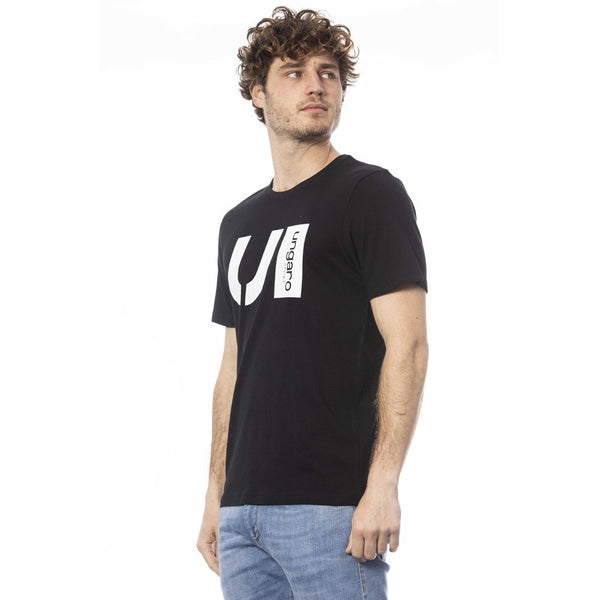 Black Cotton Men T-Shirt Ungaro Sport