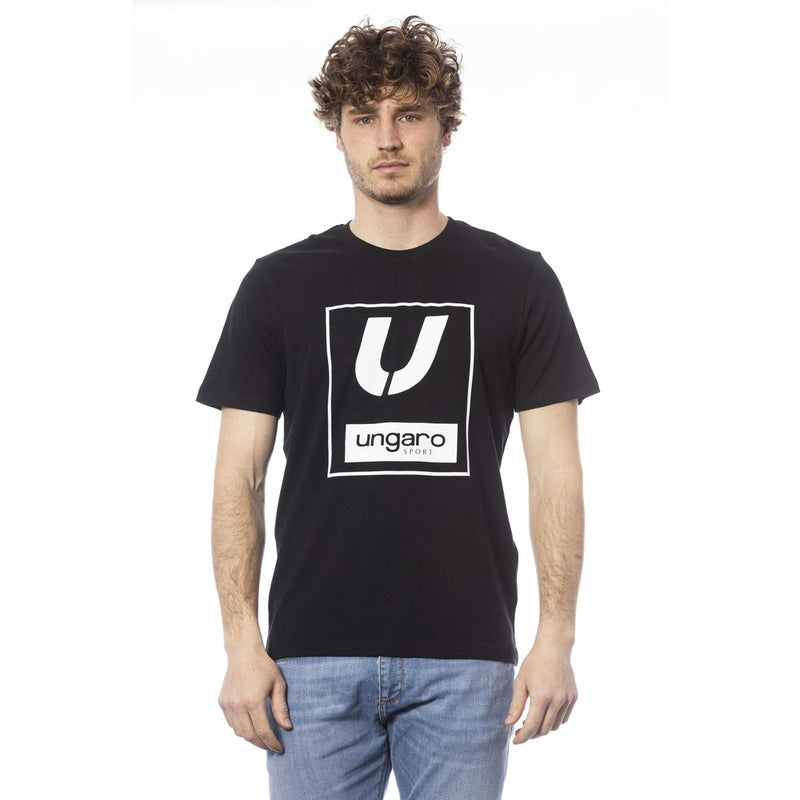 Black Cotton Men T-Shirt Ungaro Sport