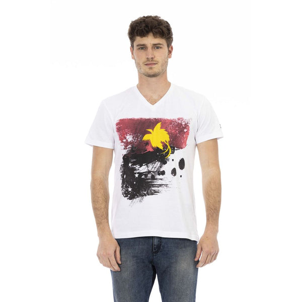 White Cotton Men T-Shirt Trussardi Action