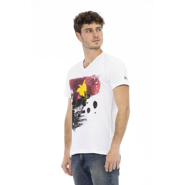 White Cotton Men T-Shirt Trussardi Action