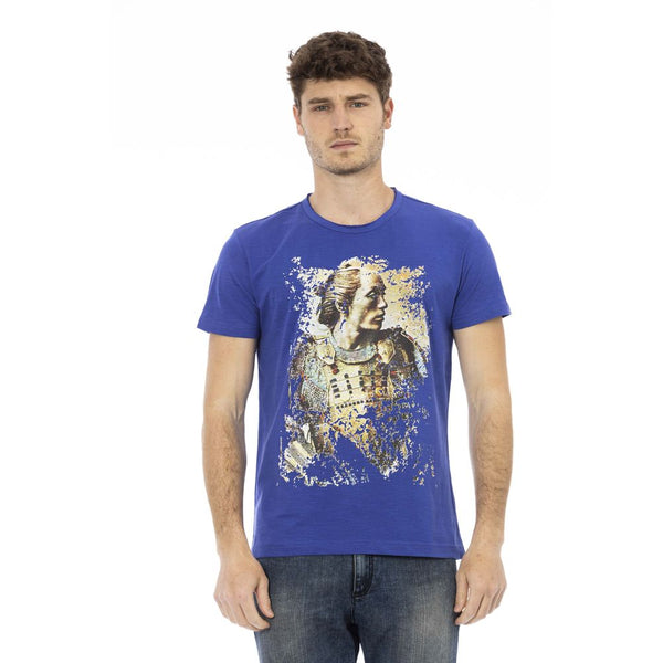 Blue Cotton Men T-Shirt Trussardi Action