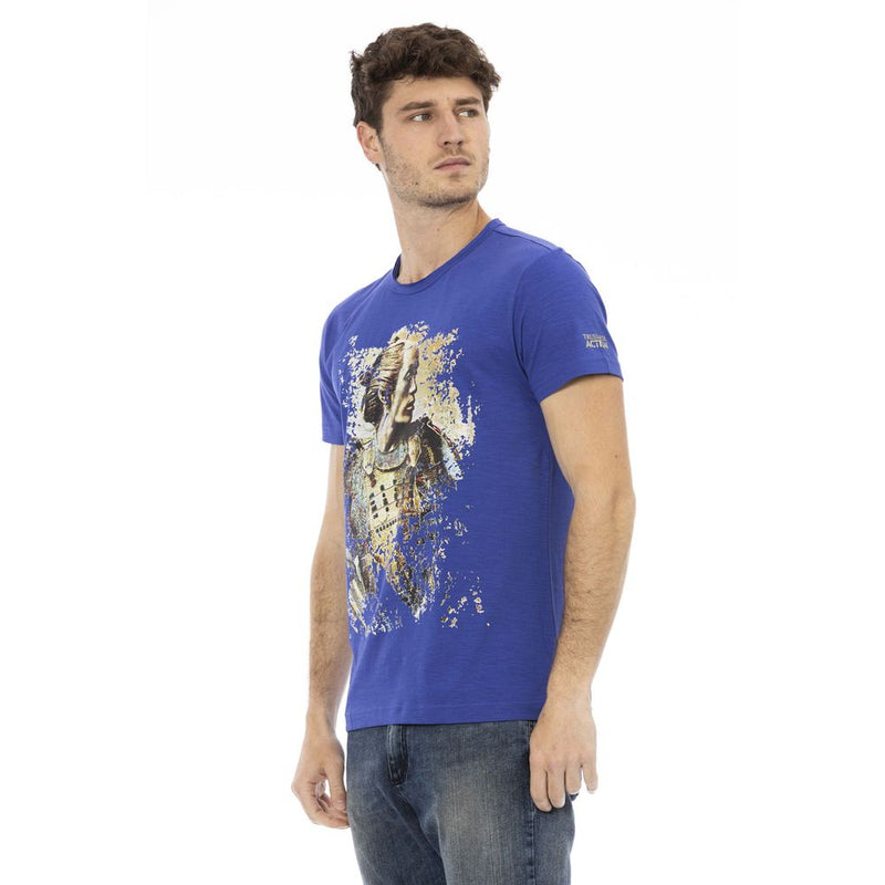 Blue Cotton Men T-Shirt Trussardi Action