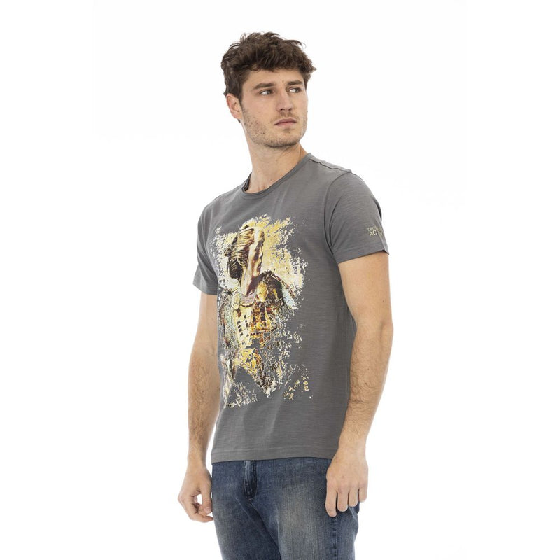 Gray Cotton Men T-Shirt Trussardi Action