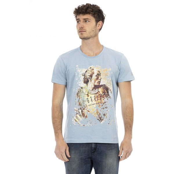 Light Blue Cotton Men T-Shirt Trussardi Action