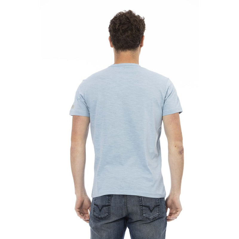 Light Blue Cotton Men T-Shirt Trussardi Action