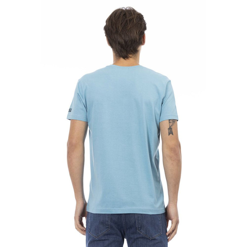 Light Blue Cotton Men T-Shirt Trussardi Action