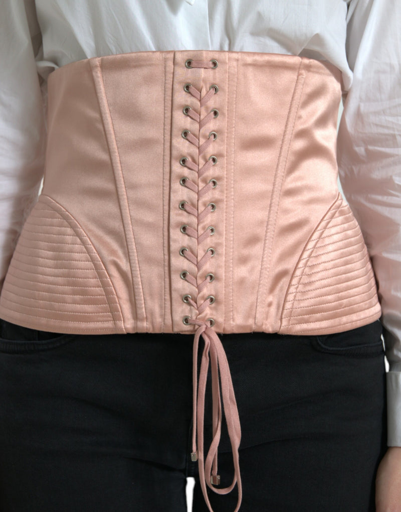 Elegant Pink Lace-Up Corset Belt Dolce & Gabbana