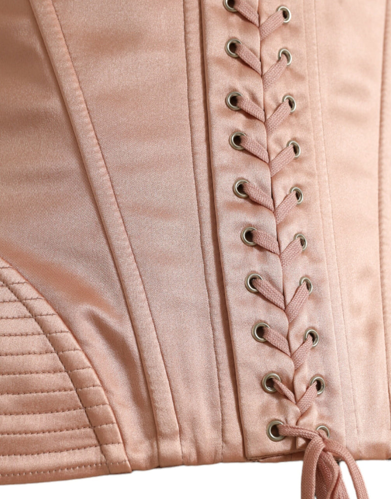 Elegant Pink Lace-Up Corset Belt Dolce & Gabbana