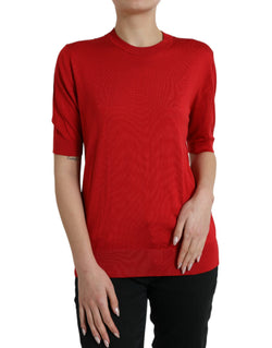 Silk Red Crew Neck Top Dolce & Gabbana