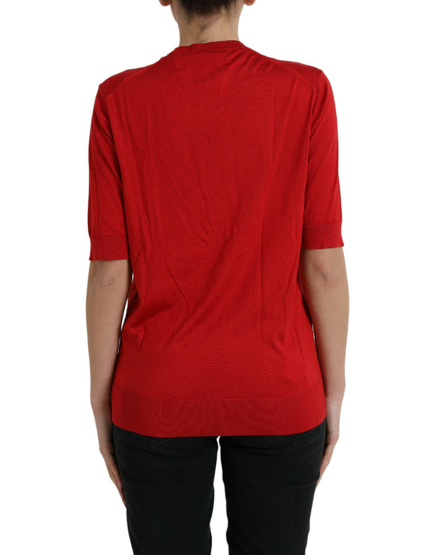 Silk Red Crew Neck Top Dolce & Gabbana