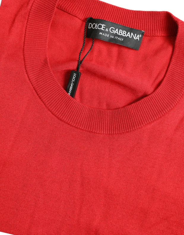 Silk Red Crew Neck Top Dolce & Gabbana