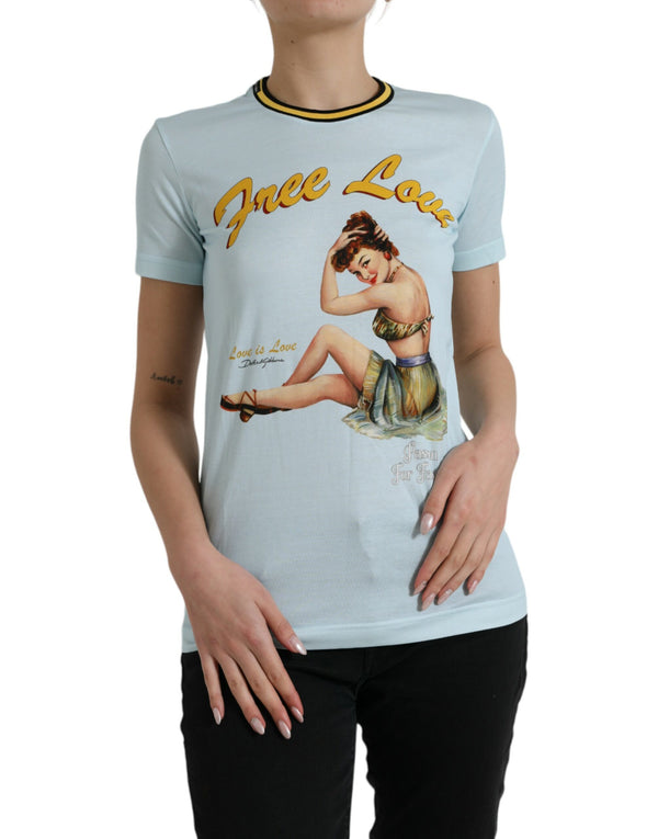 Elegant Light Blue Cotton T-Shirt Dolce & Gabbana