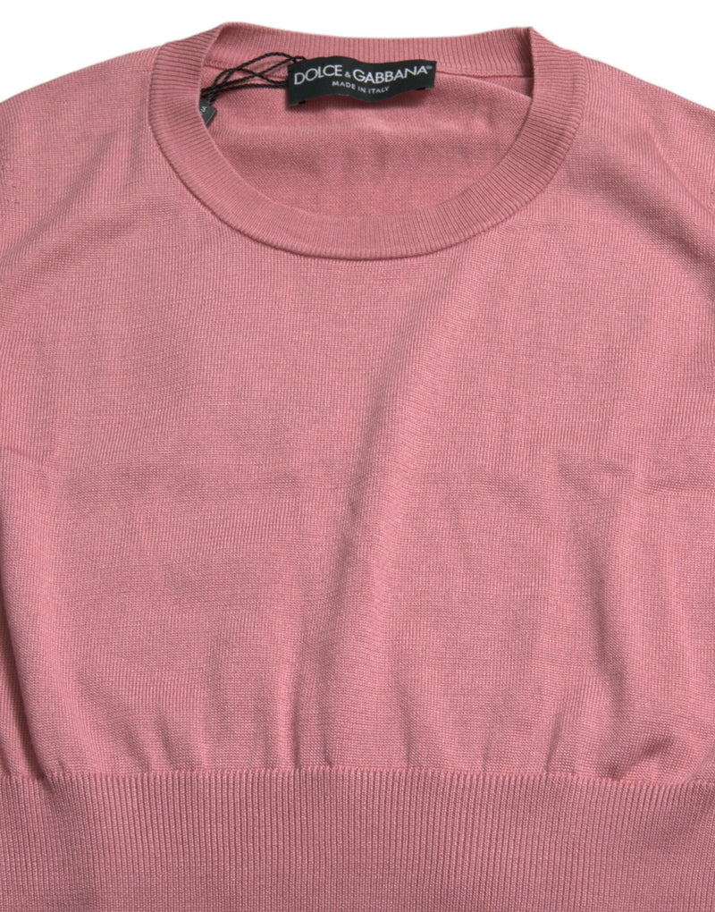 Elegant Silk Crew Neck Cropped Tank Top Dolce & Gabbana