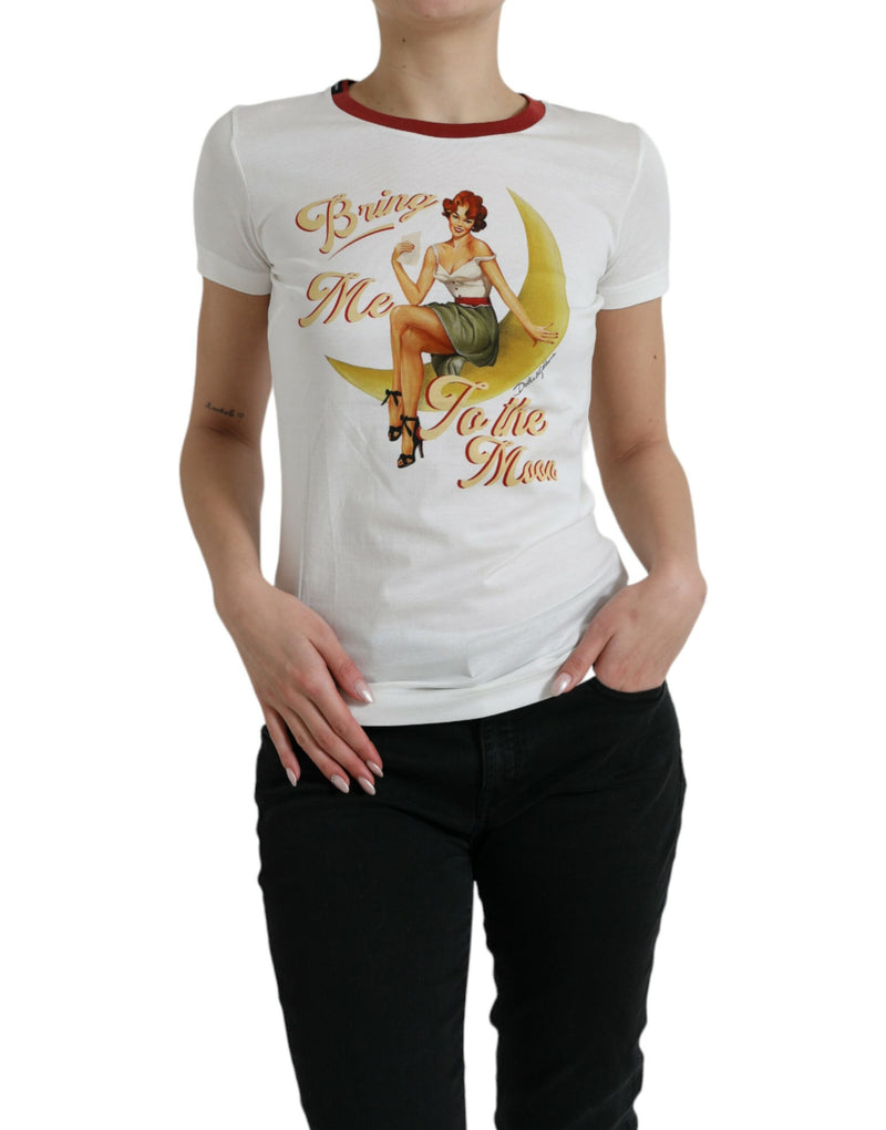 Elegant White Cotton Crew Neck Tee Dolce & Gabbana