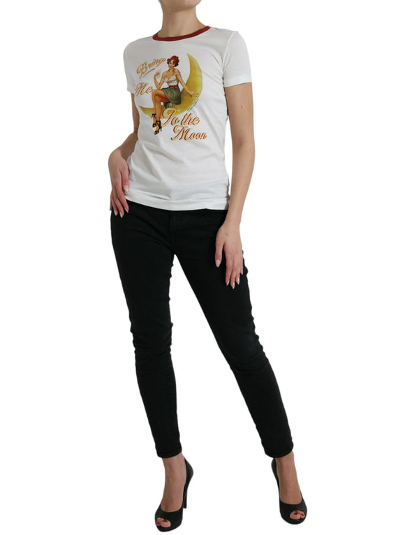 Elegant White Cotton Crew Neck Tee Dolce & Gabbana