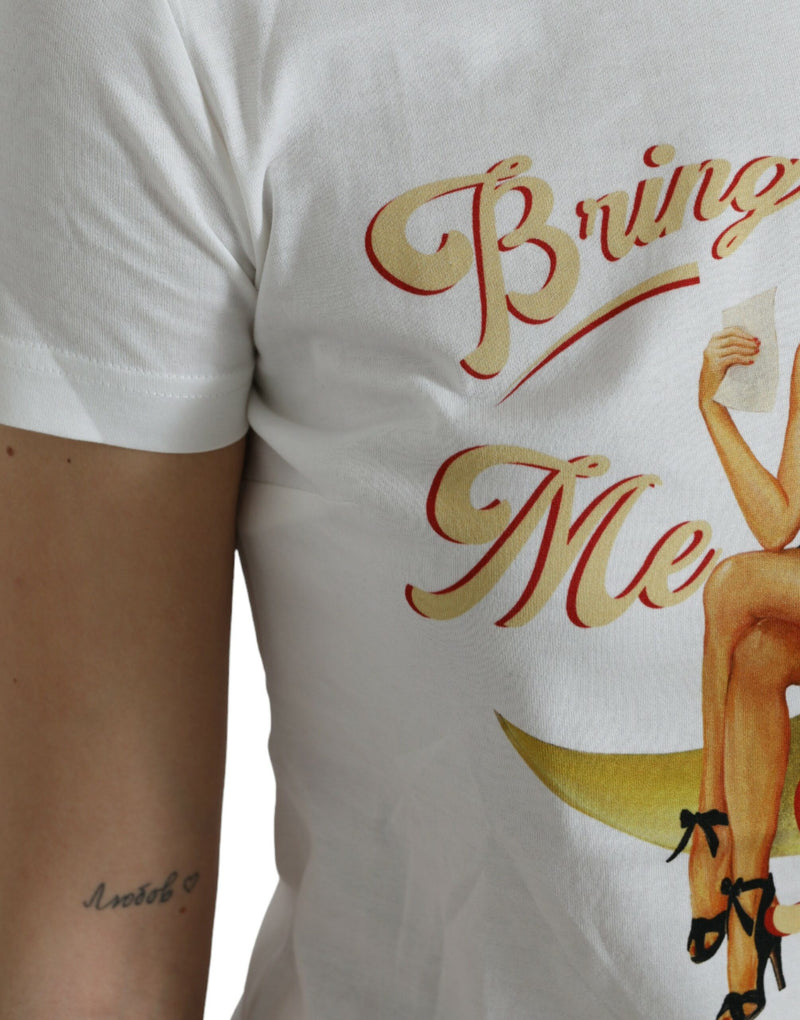 Elegant White Cotton Crew Neck Tee Dolce & Gabbana