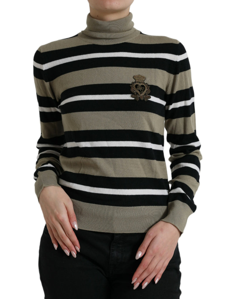 Elegant Striped Turtleneck Wool Sweater Dolce & Gabbana