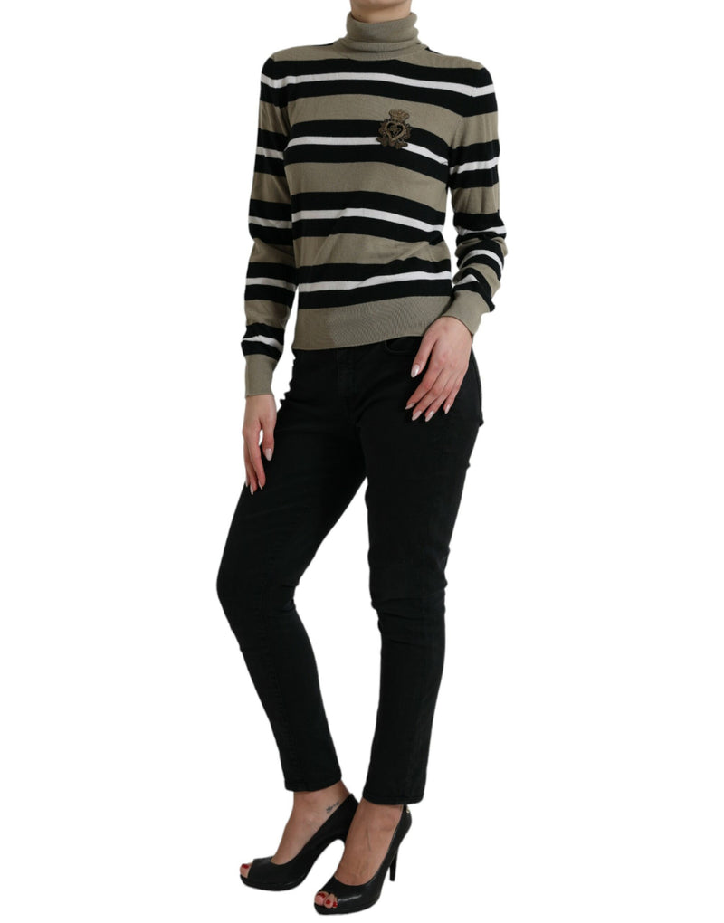 Elegant Striped Turtleneck Wool Sweater Dolce & Gabbana