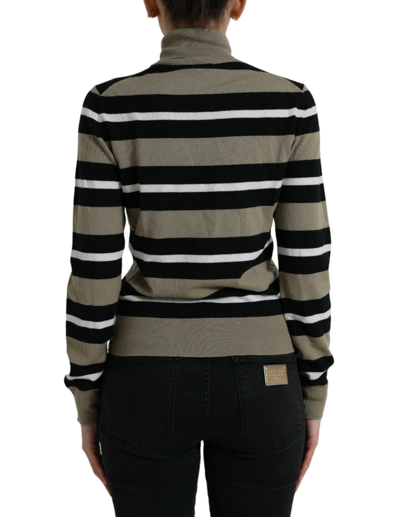 Elegant Striped Turtleneck Wool Sweater Dolce & Gabbana