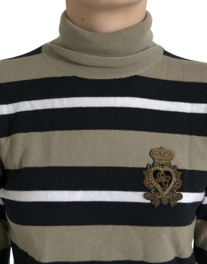 Elegant Striped Turtleneck Wool Sweater Dolce & Gabbana