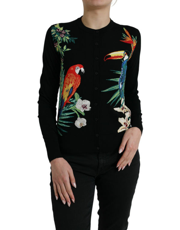 Elegant Wool Silk Printed Cardigan Sweater Dolce & Gabbana