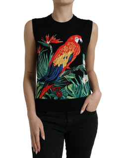 Elegant Jungle Print Crew Neck Tank Top Dolce & Gabbana