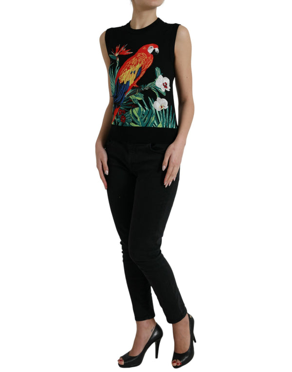 Elegant Jungle Print Crew Neck Tank Top Dolce & Gabbana